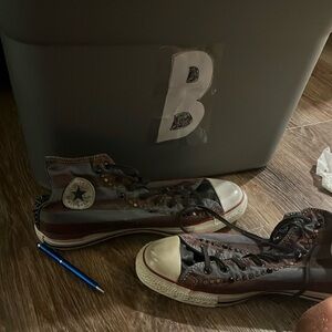 Converse, Burgundy and grey high tops, men's size 12, used